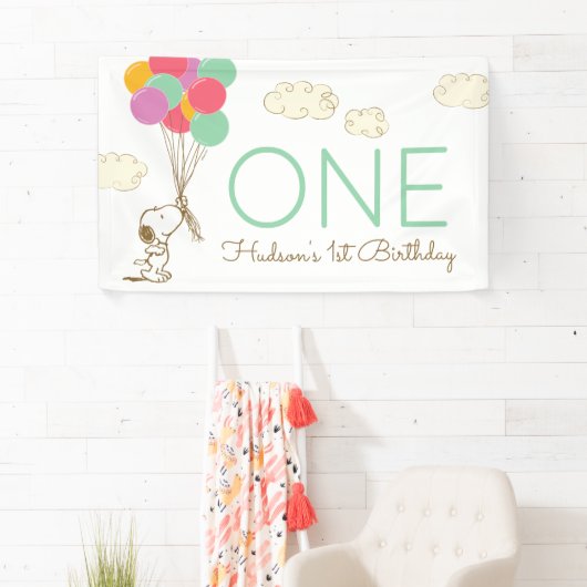 Snoopy en Balloons 1e verjaardag Spandoek (Insitu)