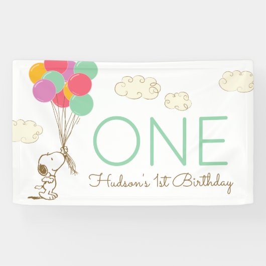 Snoopy en Balloons 1e verjaardag Spandoek (Horizontaal)