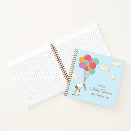 Snoopy en Balloons Baby shower Gast Geschenklijst Notitieboek (Binnen)
