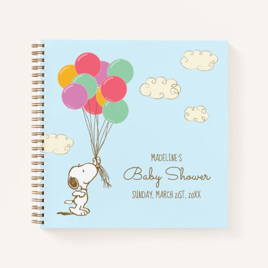 Snoopy en Balloons Baby shower Gast Geschenklijst Notitieboek (Voorkant)