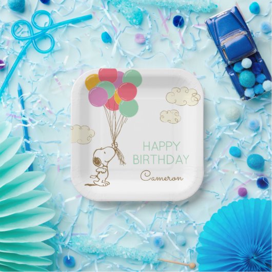 Snoopy en Balloons Birthday Papieren Bordje (Feest)
