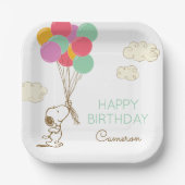 Snoopy en Balloons Birthday Papieren Bordje (Voorkant)