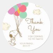 Snoopy en Balloons Birthday Ronde Sticker (Voorkant)