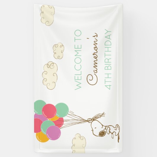 Snoopy en Balloons Birthday Spandoek (Verticaal)