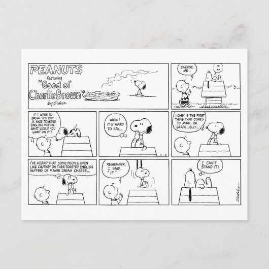 Snoopy en Charlie Brown | Engelse muffin Briefkaart (Voorkant)