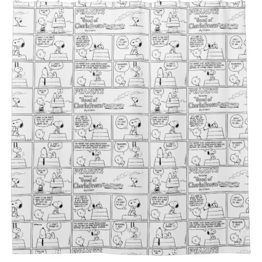 Snoopy en Charlie Brown | Engelse muffin Douchegordijn (Voorkant)