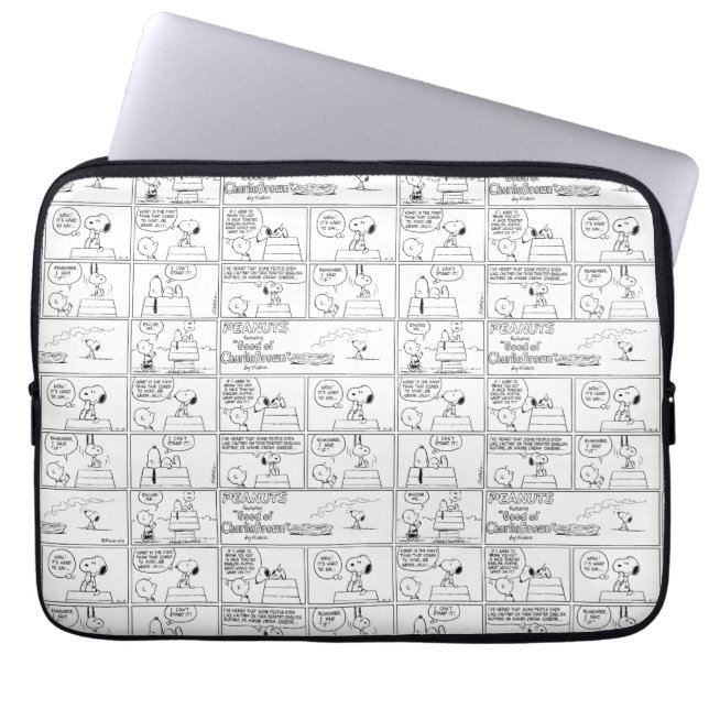 Snoopy en Charlie Brown | Engelse muffin Laptop Sleeve (Voorkant)