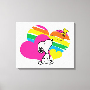 Snoopy en Woodstock Rainboogharten Canvas Afdruk