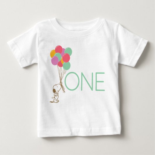 Snoopy et ballons 1er anniversaire Baby T-shirt (Devant)