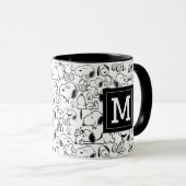 Snoopy Glimlach Giechelen Lach | Uw monogram toevo Mok (Voorkant rechts)