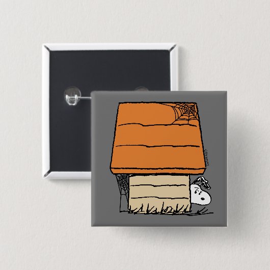 Snoopy Halloween Spin Web Doghouse Vierkante Button 5,1 Cm (Voorkant /achterkant)