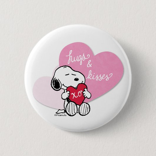 Snoopy Hugs & Kisses Ronde Button 5,7 Cm (Voorkant)