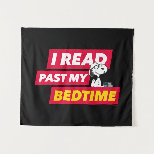Snoopy "Ik heb mijn bedtijd gelezen" Wandkleed (Voorkant (horizontaal))