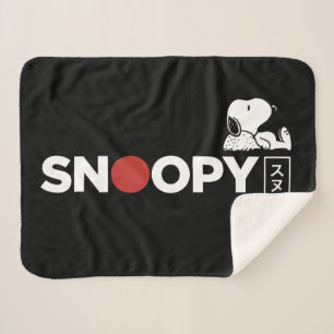 Snoopy Japanse Typografie Grafisch Sherpa Deken