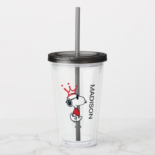 Snoopy - Joe Cool Crown | Jouw namen toevoegen Acryl Drinkbeker (Voorkant)