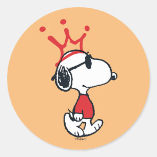 Snoopy - Joe Cool Crown Ronde Sticker