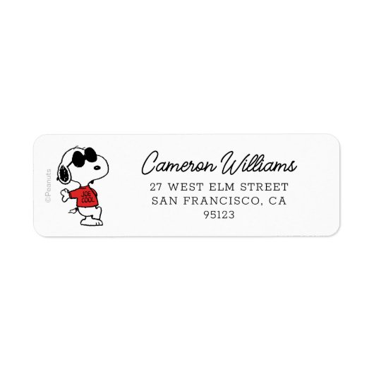 Snoopy "Joe Cool" Permanent Etiket (Voorkant)