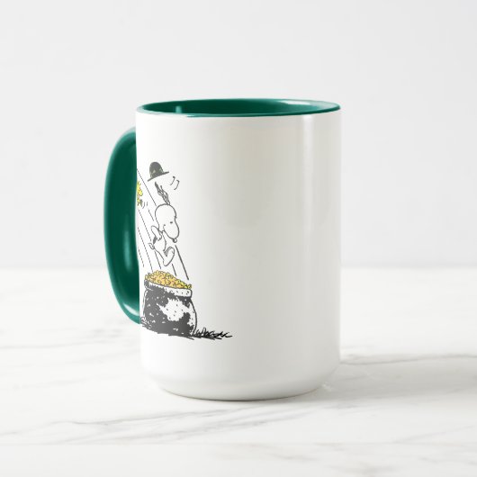 Snoopy Jumping in Pot of Gold Mok (Voorkant links)