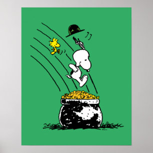 Snoopy Jumping in Pot of Gold Poster