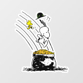 Snoopy Jumping in Pot of Gold Raamsticker (Vel)