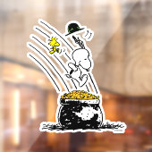 Snoopy Jumping in Pot of Gold Raamsticker (Vel 2)