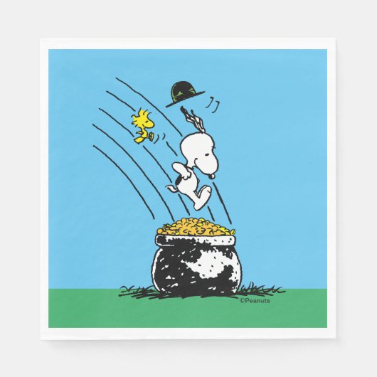 Snoopy Jumping in Pot of Gold Servet (Voorkant)