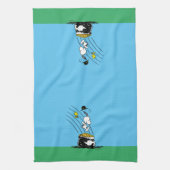 Snoopy Jumping in Pot of Gold Theedoek (Verticaal)