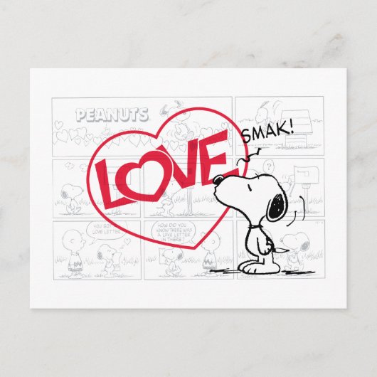 Snoopy "Love" Comic Strip Graphic Briefkaart (Voorkant)