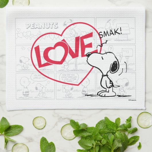 Snoopy "Love" Comic Strip Graphic Theedoek (Gevouwen)