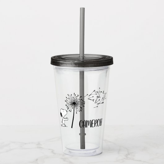 Snoopy met Dandelion Acryl Drinkbeker (Voorkant)