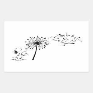 Snoopy met Dandelion Rechthoekige Sticker