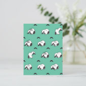 Snoopy Mustaches en Blauwgroen Patroon Briefkaart (Staand voorkant)