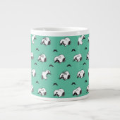 Snoopy Mustaches en Blauwgroen Patroon Extra Grote Beker (Voorkant)
