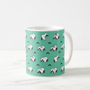Snoopy Mustaches en Blauwgroen Patroon Koffiemok