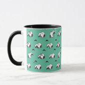 Snoopy Mustaches en Blauwgroen Patroon Mok (Links)