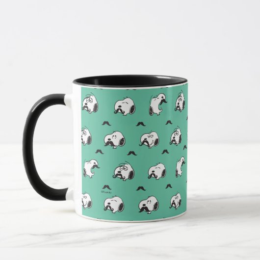 Snoopy Mustaches en Blauwgroen Patroon Mok (Links)