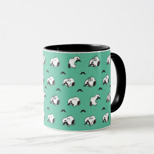 Snoopy Mustaches en Blauwgroen Patroon Mok