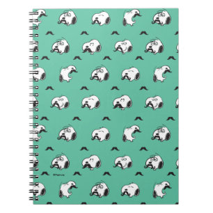Snoopy Mustaches en Blauwgroen Patroon Notitieboek