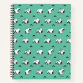 Snoopy Mustaches en Blauwgroen Patroon Notitieboek (Voorkant)