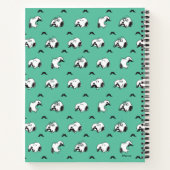 Snoopy Mustaches en Blauwgroen Patroon Notitieboek (Achterkant)
