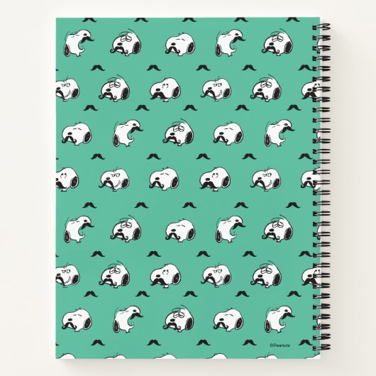 Snoopy Mustaches en Blauwgroen Patroon Notitieboek (Achterkant)