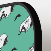 Snoopy Mustaches en Blauwgroen Patroon Pickleball Paddle (Links Detail)