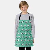 Snoopy Mustaches en Blauwgroen Patroon Schort (Gedragen)