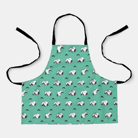 Snoopy Mustaches en Blauwgroen Patroon Schort (Voorkant)
