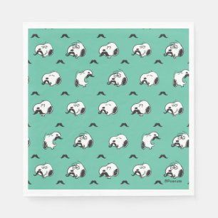 Snoopy Mustaches en Blauwgroen Patroon Servet