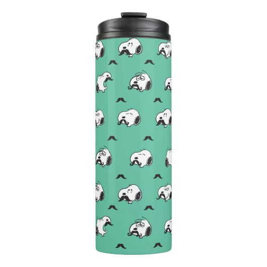 Snoopy Mustaches en Blauwgroen Patroon Thermosbeker (Voorkant)