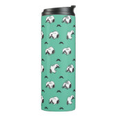Snoopy Mustaches en Blauwgroen Patroon Thermosbeker (Gedraaid links)