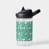 Snoopy Mustaches en Blauwgroen Patroon Waterfles (Links)