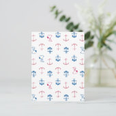 Snoopy Nautical Anchor Pattern Briefkaart (Staand voorkant)