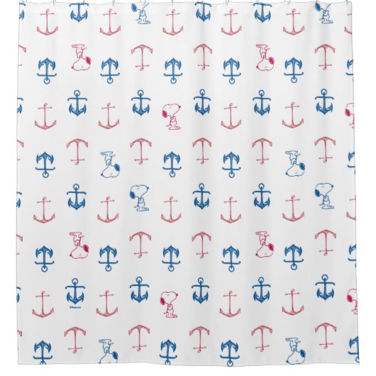 Snoopy Nautical Anchor Pattern Douchegordijn (Voorkant)
